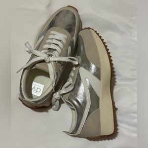Dolce Vita Platform Metallic Silver Lace-Up Sneakers